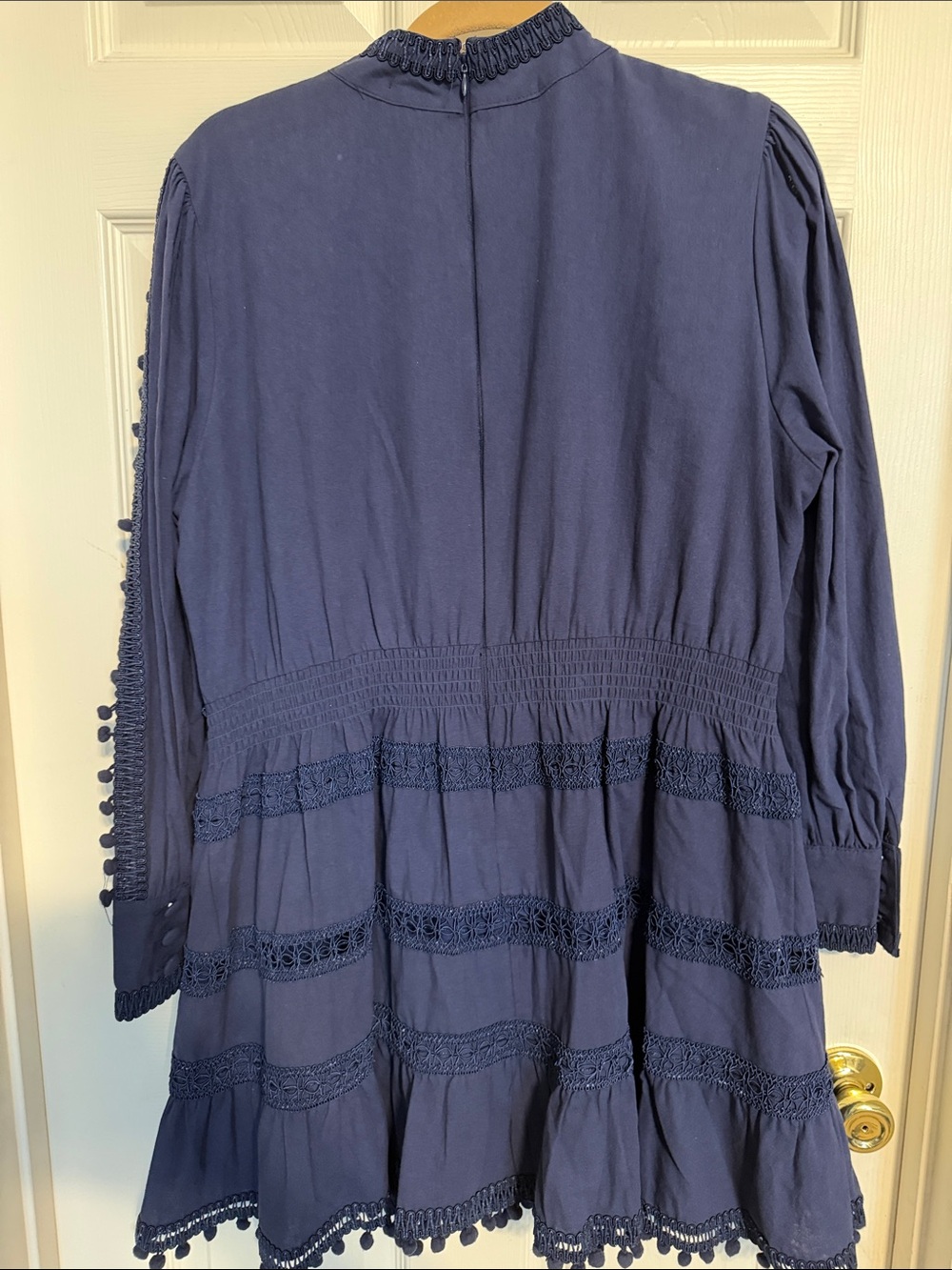Navy Blue Pom Pom Trim Tunic/Dress - Picture 5 of 5